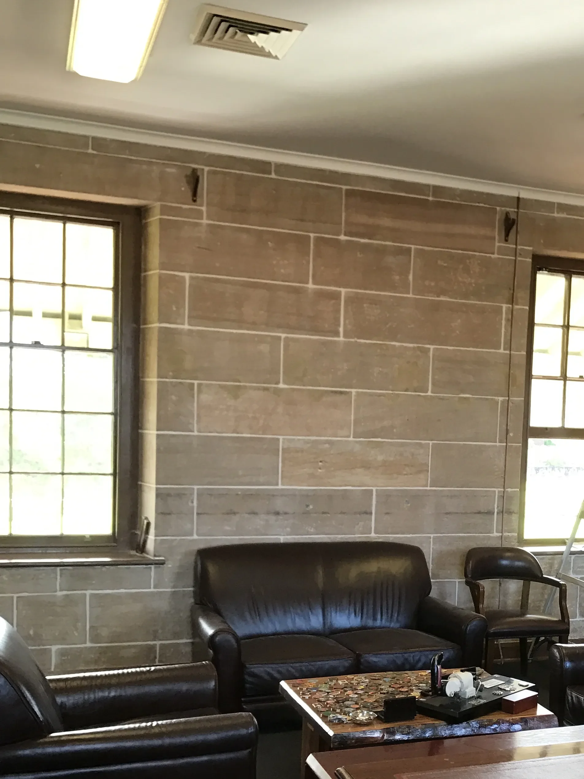Interior sandstone wall lounge